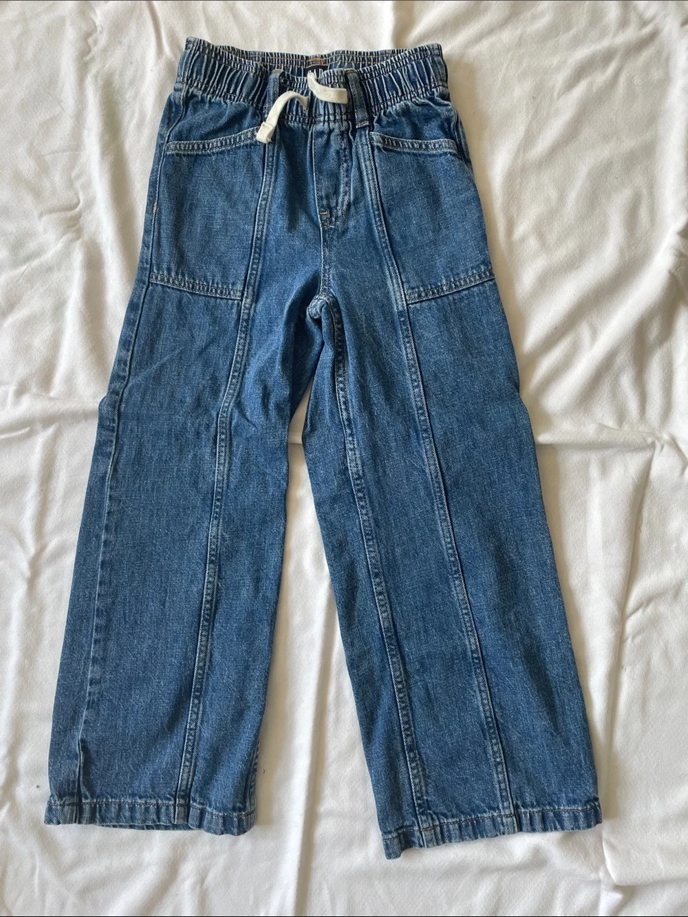 GAP KIDS Wide Leg Utility Denim Jeans - Size Medium Comfy Blue Pants Long